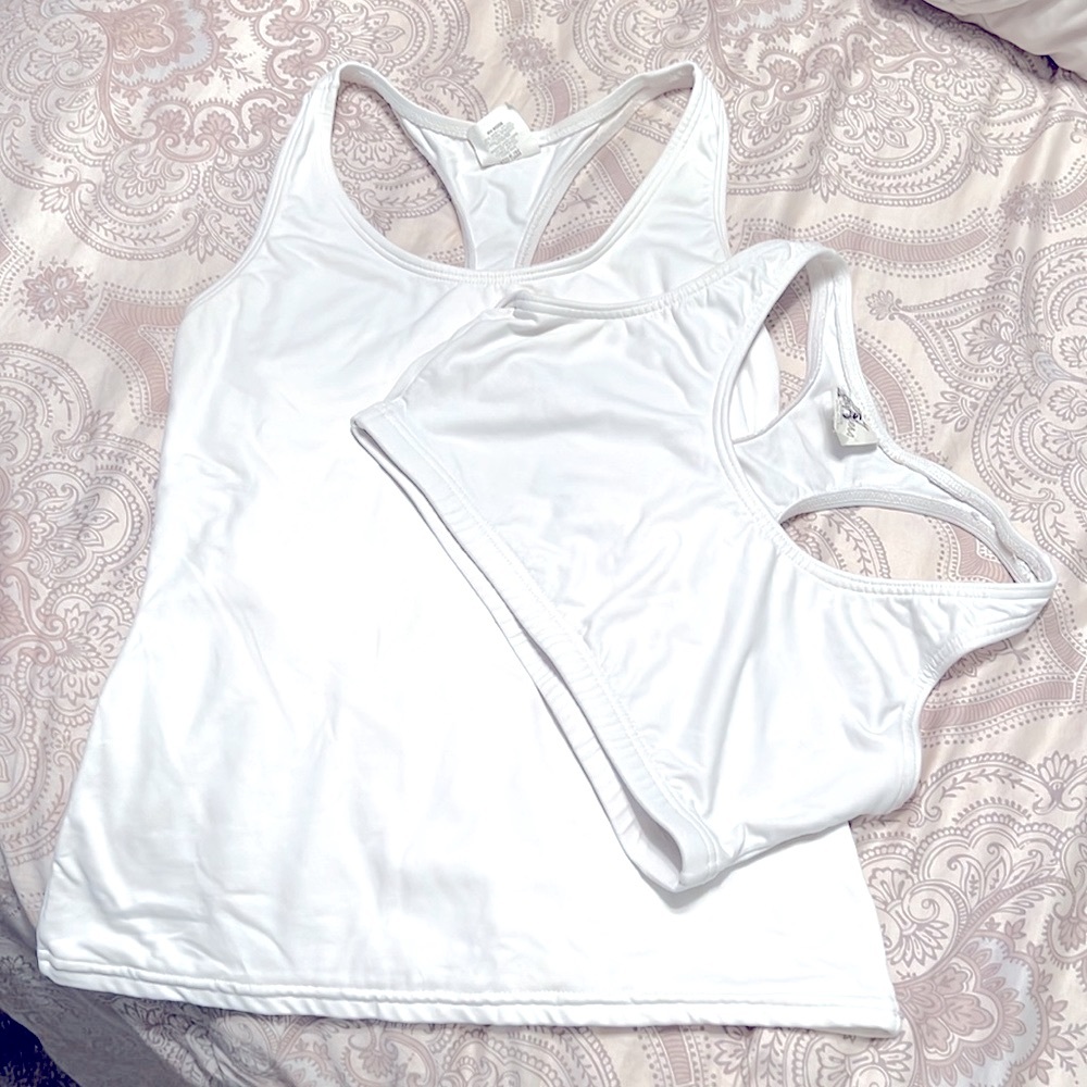 Cheer dance gymnastics practice Body Wrappers bra and tank white size M L